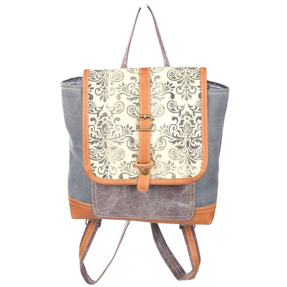 Clea Ray Mixed Fabric Canvas Print Backpack - NWT